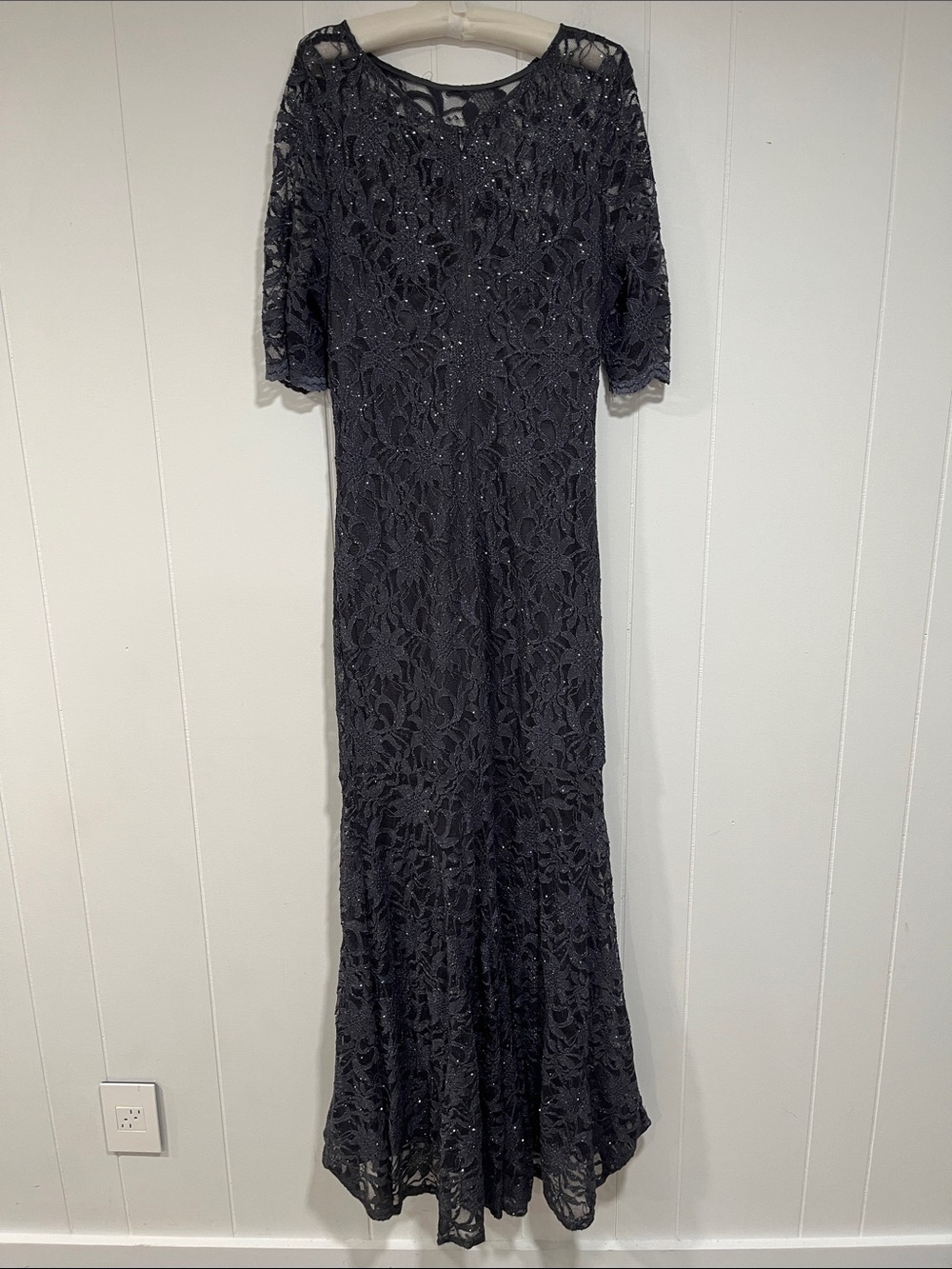Xscape Lace Sequin Formal Evening Gown 3/4 Sleeve XL wedding guest - Picture 5 of 9